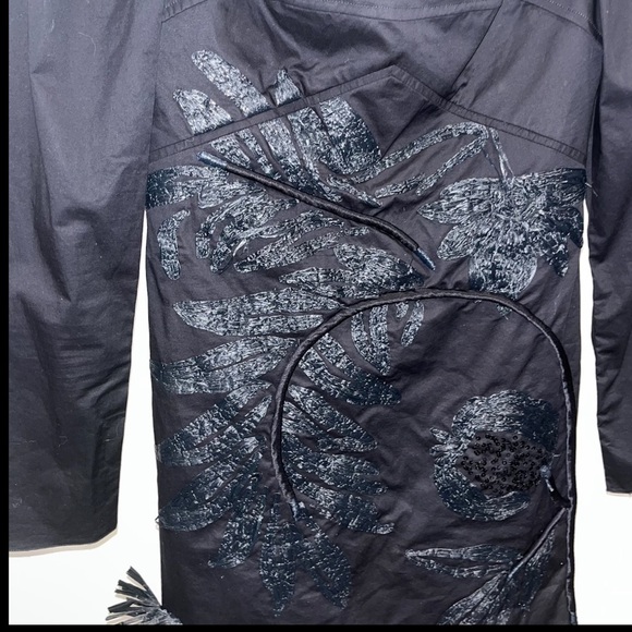 JOHANNA ORTIZ dress mini black sz 8 long sleeve Magic Touch embroidered raffia - Picture 6 of 15